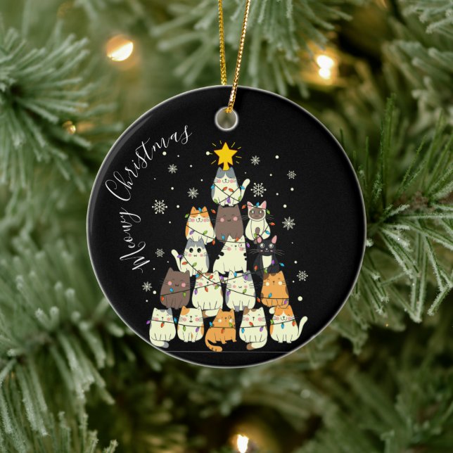 Meowy Christmas Merry Cat Tree Ceramic Tree Decoration (Tree)