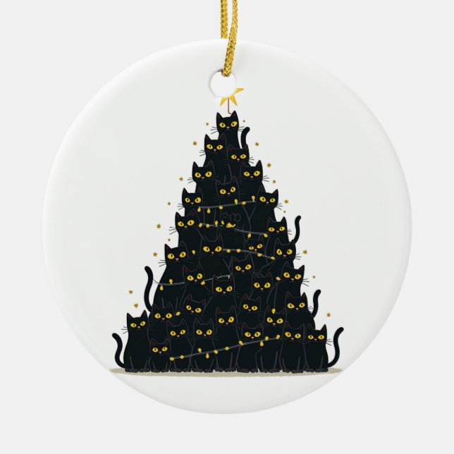 Meowy Christmas Merry Catmas Ceramic Tree Decoration (Front)