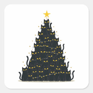 Meowy Christmas Merry Catmas Square Sticker