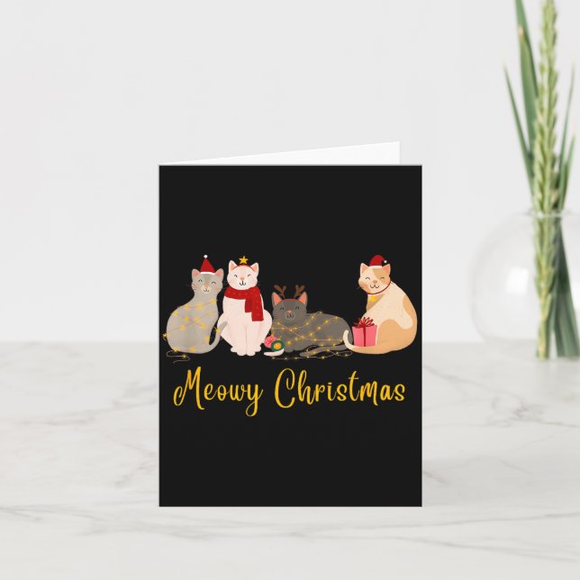 Meowy Christmas - Merry Christmas For Cat Lovers  Card (Front)