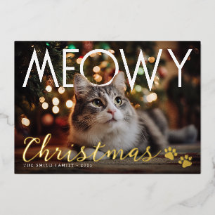 Meowy Christmas Modern Photo Holiday Card