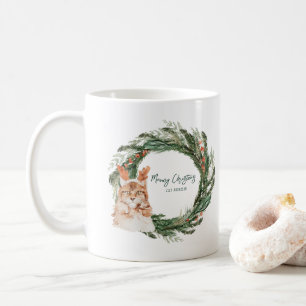 Meowy Christmas   Monogram Holiday Coffee Mug