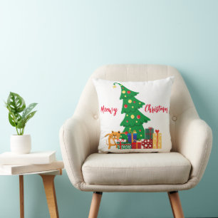 Meowy Christmas, Naughty Cat, Funny, Humour Cushion