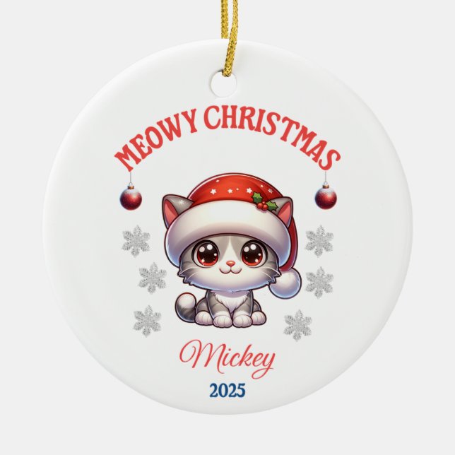 Meowy Christmas of Mickey Ceramic Tree Decoration (Front)