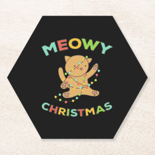 Meowy Christmas   Paper Coaster