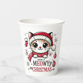 Meowy Christmas Paper Cups