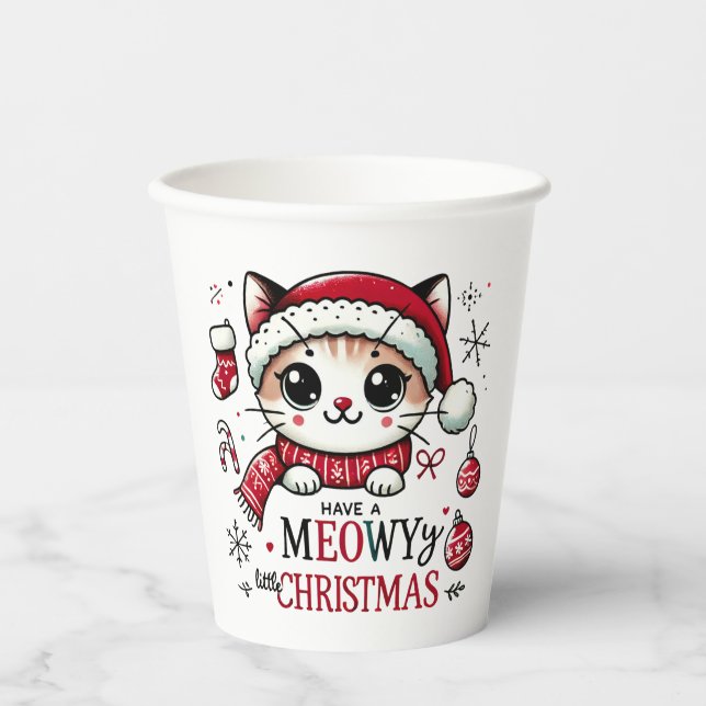 Meowy Christmas Paper Cups (Front)