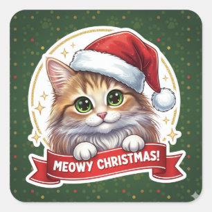 Meowy Christmas Peekaboo Cat Sticker – Cute cat