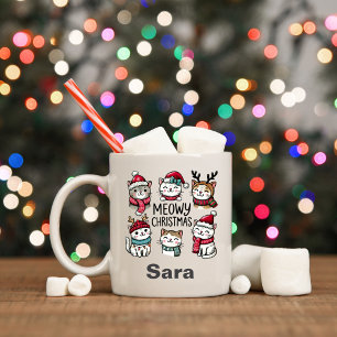 Meowy Christmas Personalised Cat Lover Mug