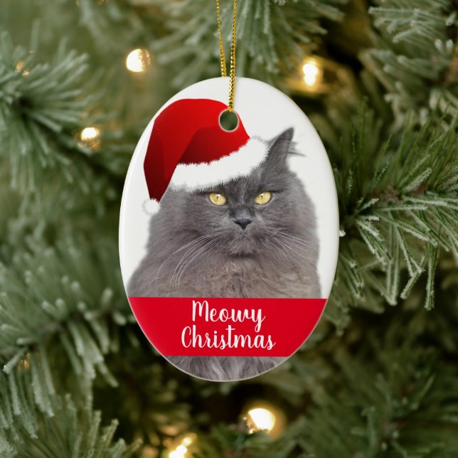 Meowy Christmas Personalised Pet Cat Ceramic Tree Decoration (Tree)