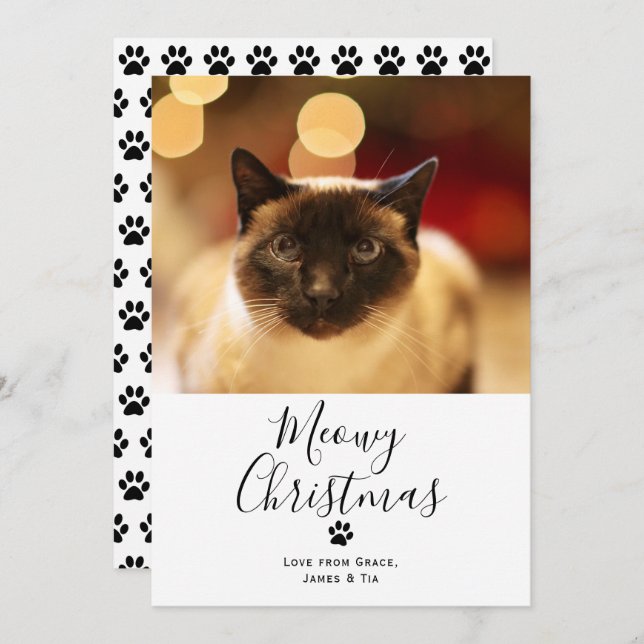 Meowy Christmas Pet Cat Christmas Card (Front/Back)