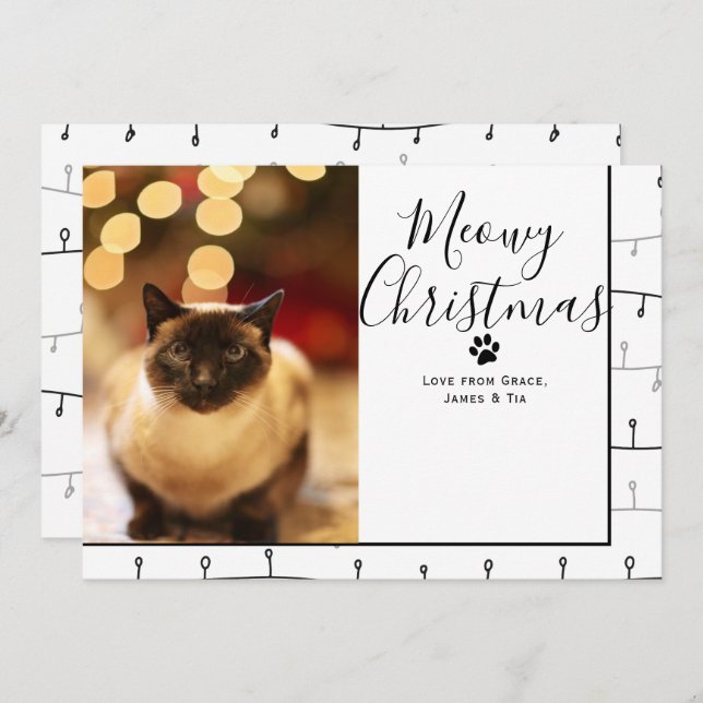 Meowy Christmas Pet Cat Christmas Card (Front/Back)