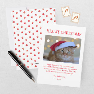 Meowy Christmas Pet Cat Photo Holiday Card