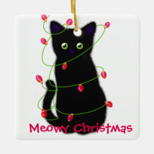 Meowy Christmas pet gift Ceramic Ornament