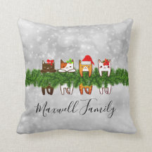 Meowy Christmas Pillow
