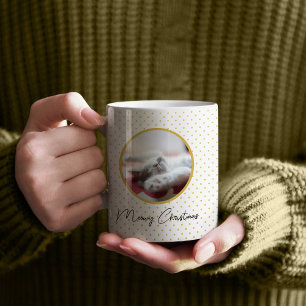 Meowy Christmas & Polkadots Pattern Cat Photo Coffee Mug