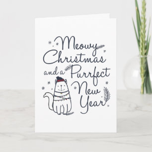 Meowy Christmas & Purrfect New Year Cat Christmas  Card