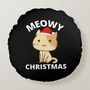 Meowy Christmas   Round Cushion