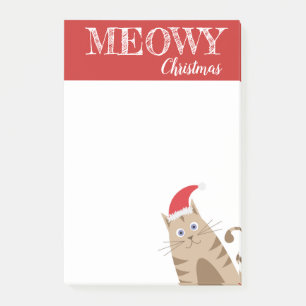 Meowy Christmas santa cat cartoon winter holidays Post-it Notes
