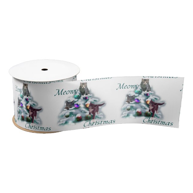 Meowy Christmas Satin Ribbon (Spool)