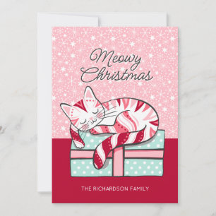 Meowy Christmas Sleeping Kitty Holiday Card