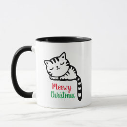 Meowy Christmas Sleeping Kitty Mug