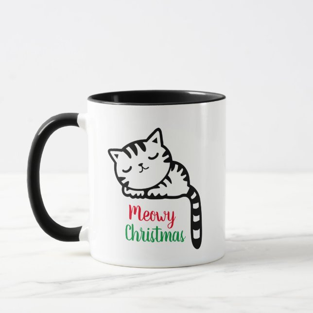 Meowy Christmas Sleeping Kitty Mug (Left)