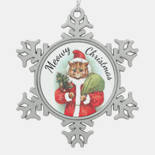 Meowy Christmas Snowflake Pewter Christmas Ornament