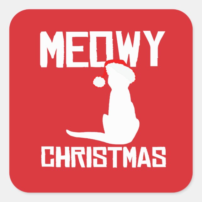 Meowy Christmas Square Sticker (Front)