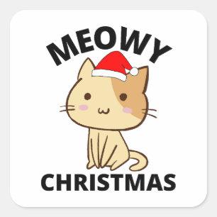 Meowy Christmas Square Sticker