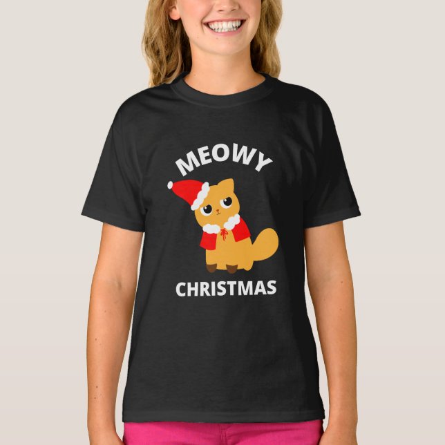 Meowy Christmas T-Shirt (Front)