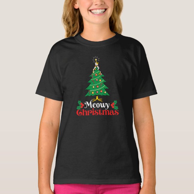 Meowy Christmas T-Shirt (Front)