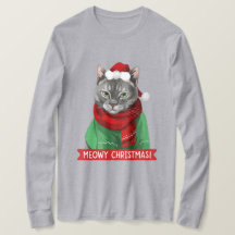 Meowy Christmas T-Shirt, Maybelle the Grey Tabby