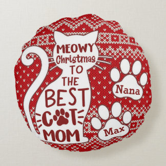 Meowy Christmas To The Best Cat Mum Round Cushion