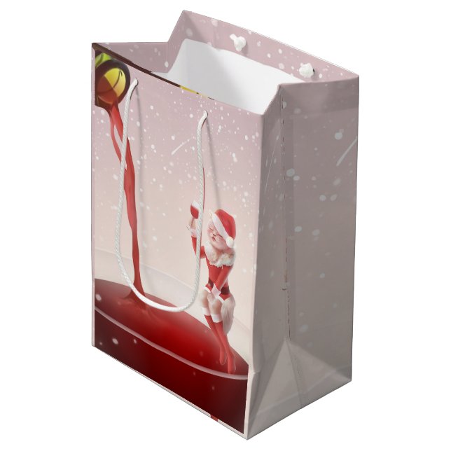 Meowy Christmas Toast Medium Gift Bag (Front Angled)