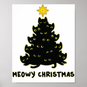 Meowy Christmas Tree Black Cat Sweatshirt Poster