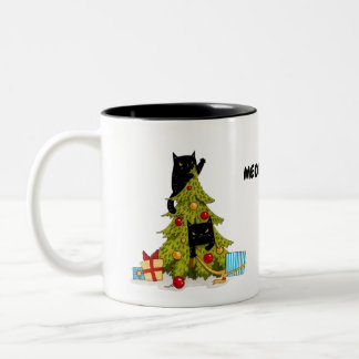Meowy Christmas Tree Black cats Mug