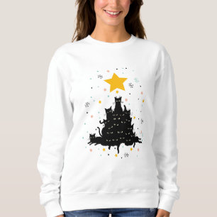 Meowy Christmas tree , funny cat christmas tree Sweatshirt
