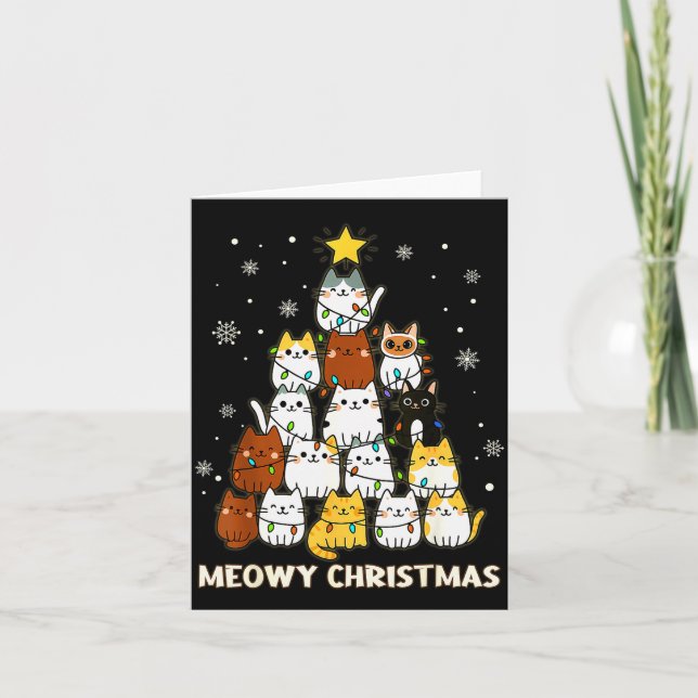 Meowy Christmas Tree Merry Catmas Cat Lover For Me Card (Front)
