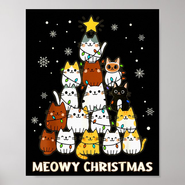Meowy Christmas Tree Merry Catmas Cat Lover For Me Poster (Front)