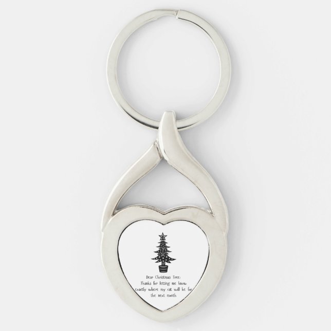 Meowy Christmas Tree Stalker Keychain (Front)