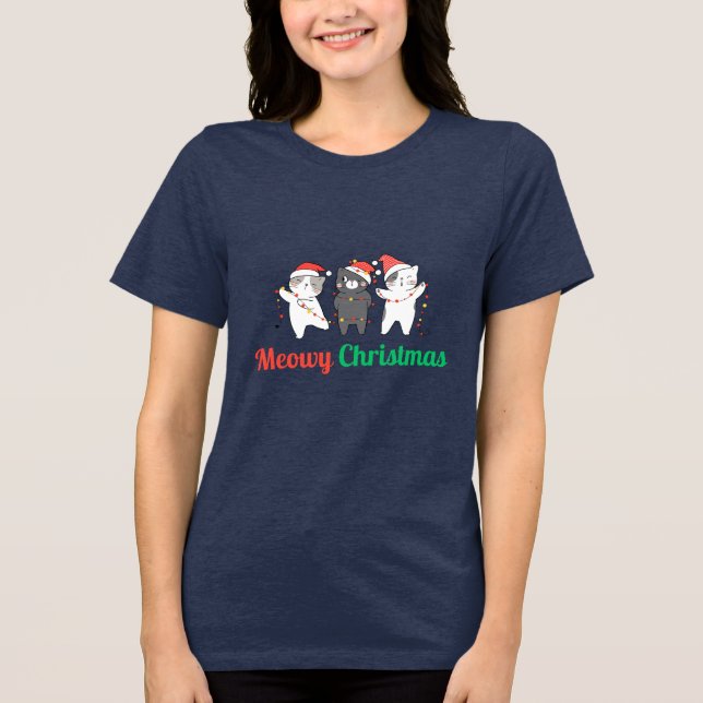 Meowy Christmas Tri-Blend Shirt (Front)
