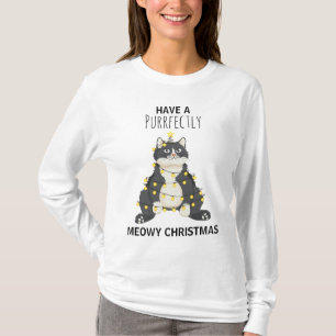 Meowy Christmas Tuxedo Cat Pun - Pet Winter Humor T-Shirt
