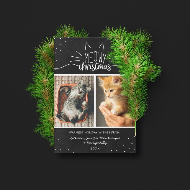 Meowy Christmas - Two Cats Photo Collage Holiday Card (Creator Uploaded)