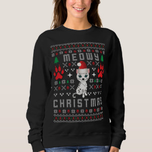 Meowy Christmas Ugly Christmas Sweater Cat Mum Dad