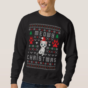 Meowy Christmas Ugly Christmas Sweater Cat Mum Dad