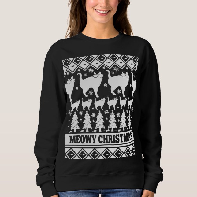 Meowy Christmas - Ugly Christmas Tshirt (Front)