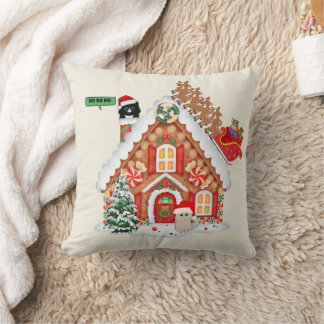 Meowy Christmas Visit From Santa Cat and Friends  Cushion
