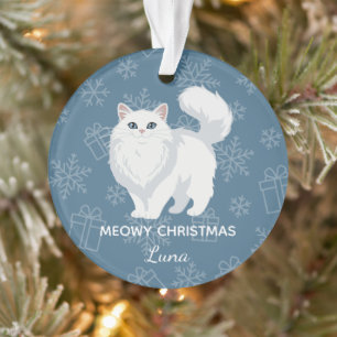 "Meowy Christmas" White Cat Mum Personalised Ornament