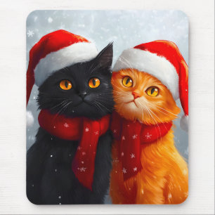 Meowy Christmas Winter Love Mouse Mat